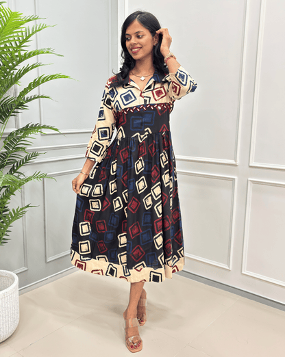 Diva Geometric A-line Long Kurti