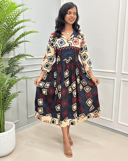 Diva Geometric A-line Long Kurti