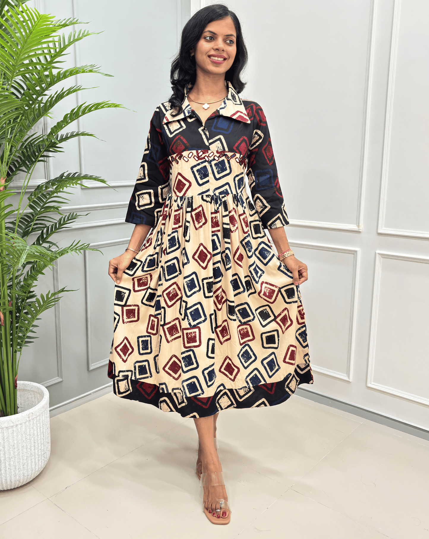 Diva Geometric A-line Long Kurti