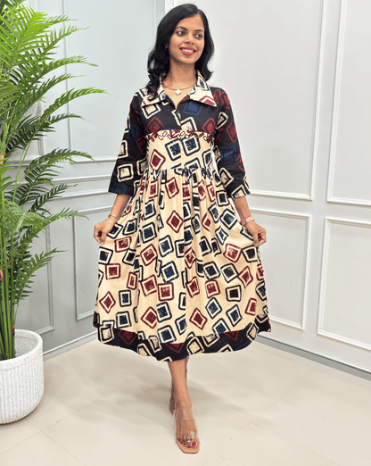 Diva Geometric A-line Long Kurti