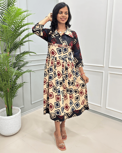 Diva Geometric A-line Long Kurti