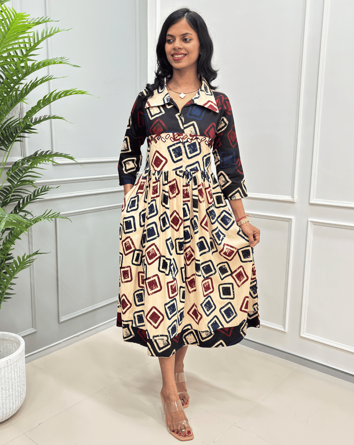 Diva Geometric A-line Long Kurti