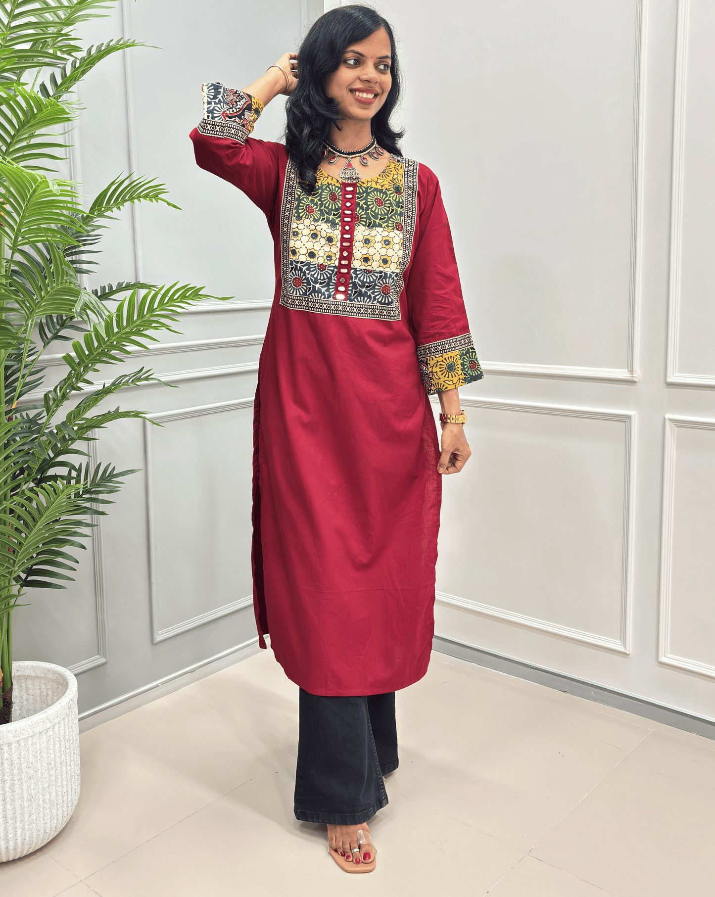 Tarang Handblock Ajrakh Long Kurti