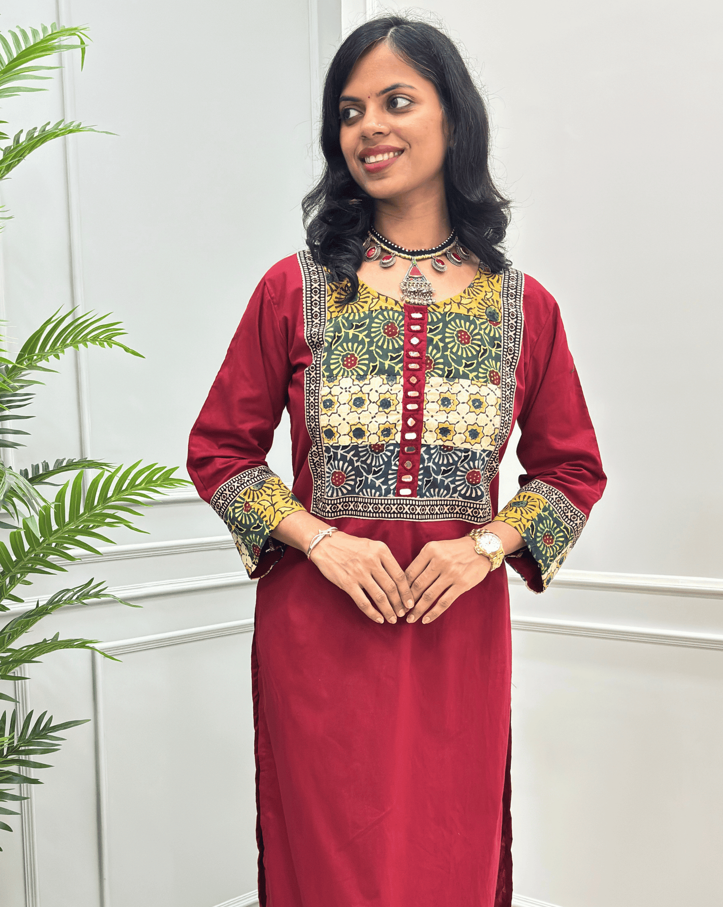 Tarang Handblock Ajrakh Long Kurti