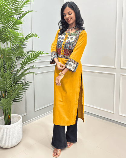 Tarang Handblock Ajrakh Long Kurti