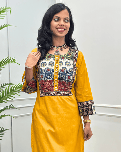 Tarang Handblock Ajrakh Long Kurti