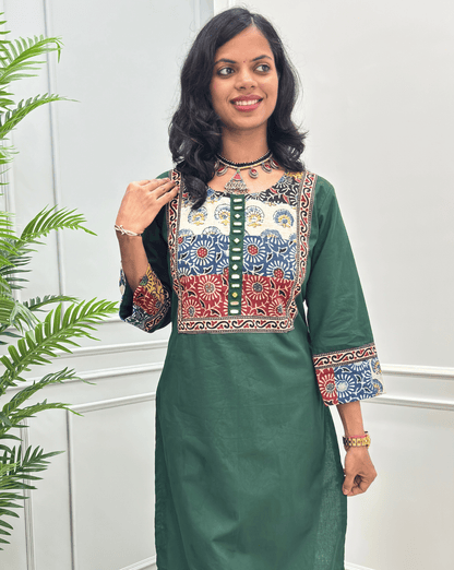 Tarang Handblock Ajrakh Long Kurti