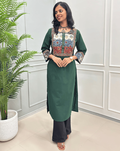 Tarang Handblock Ajrakh Long Kurti