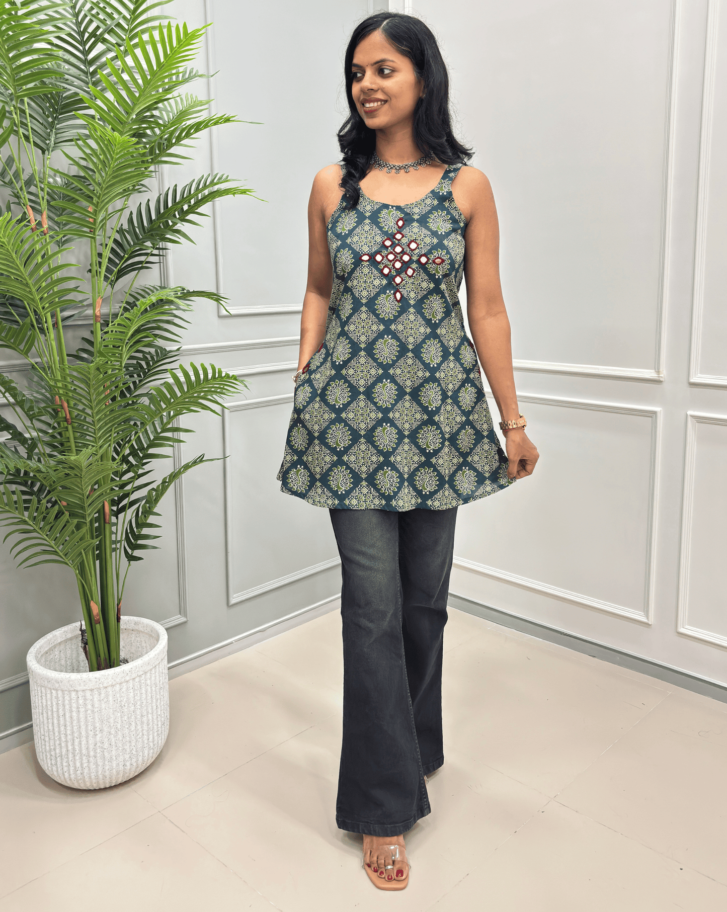 Heer Strip Short Kurti