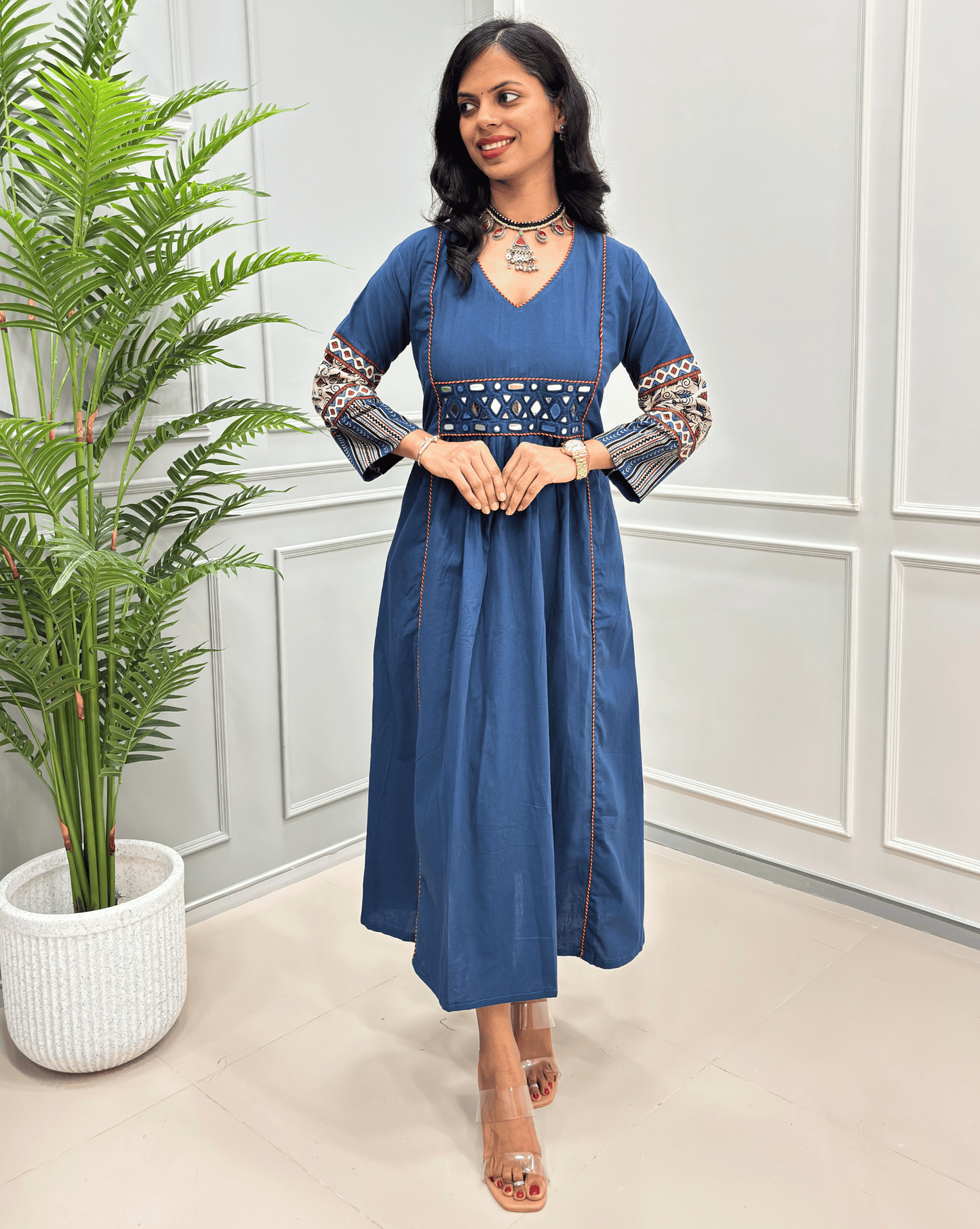 Jasmine Handblock Long Kurti