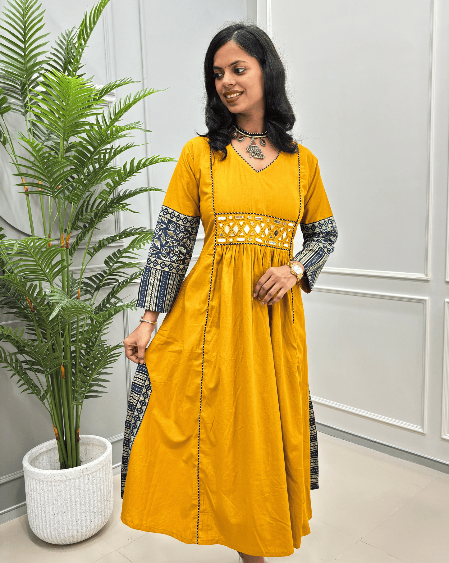 Jasmine Handblock Long Kurti