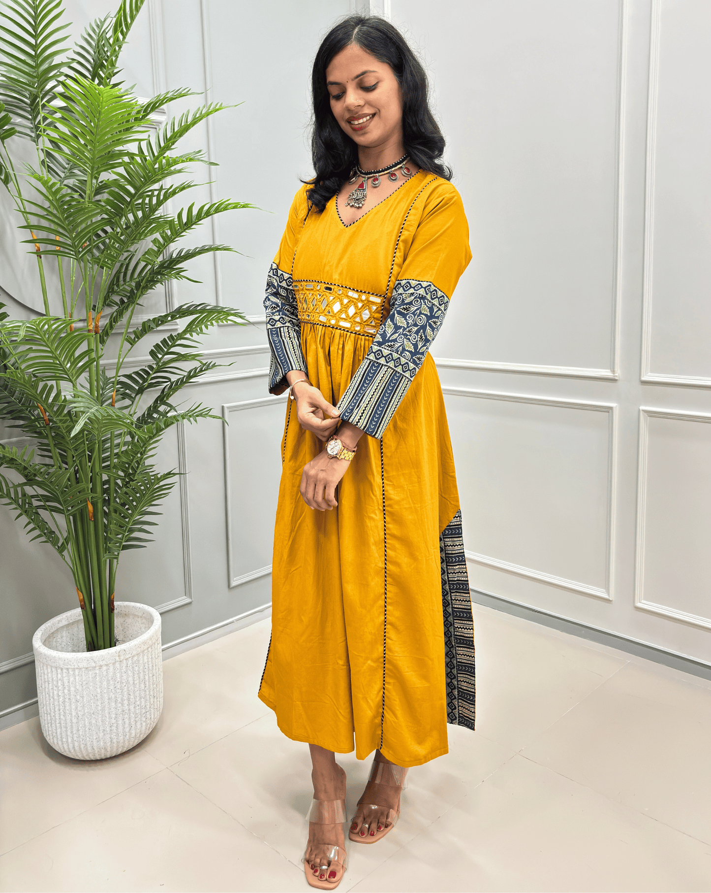 Jasmine Handblock Long Kurti