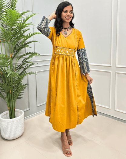 Jasmine Handblock Long Kurti