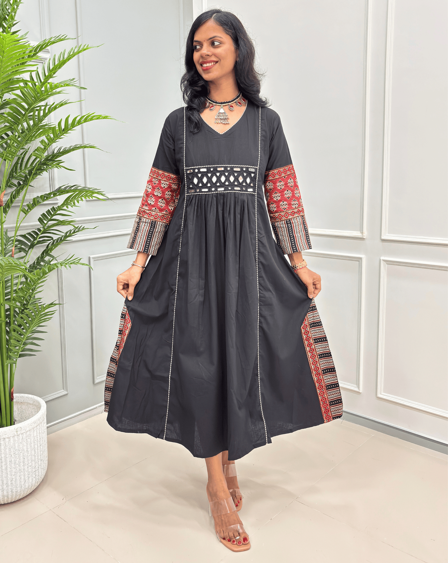 Jasmine Handblock Long Kurti