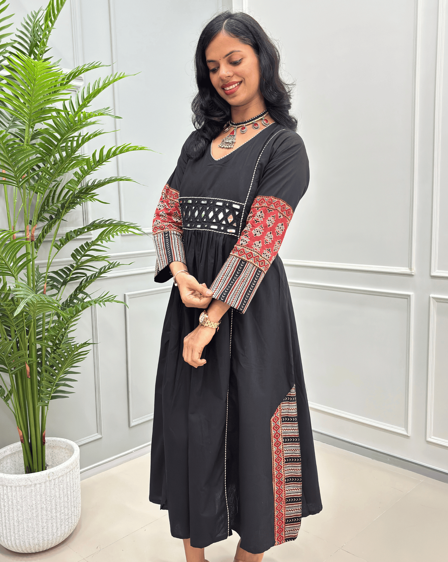 Jasmine Handblock Long Kurti