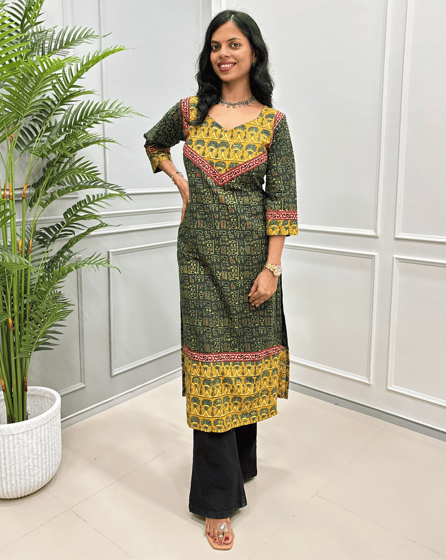 Kanika Ajrakh Handblock Long Kurti