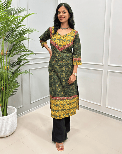 Kanika Ajrakh Handblock Long Kurti