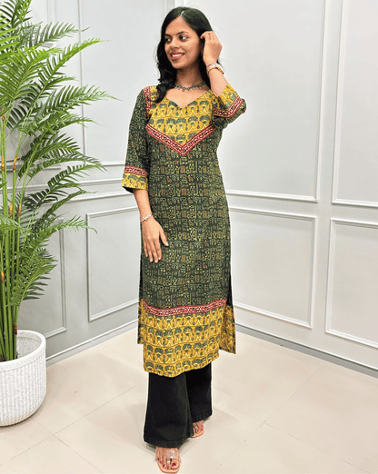 Kanika Ajrakh Handblock Long Kurti