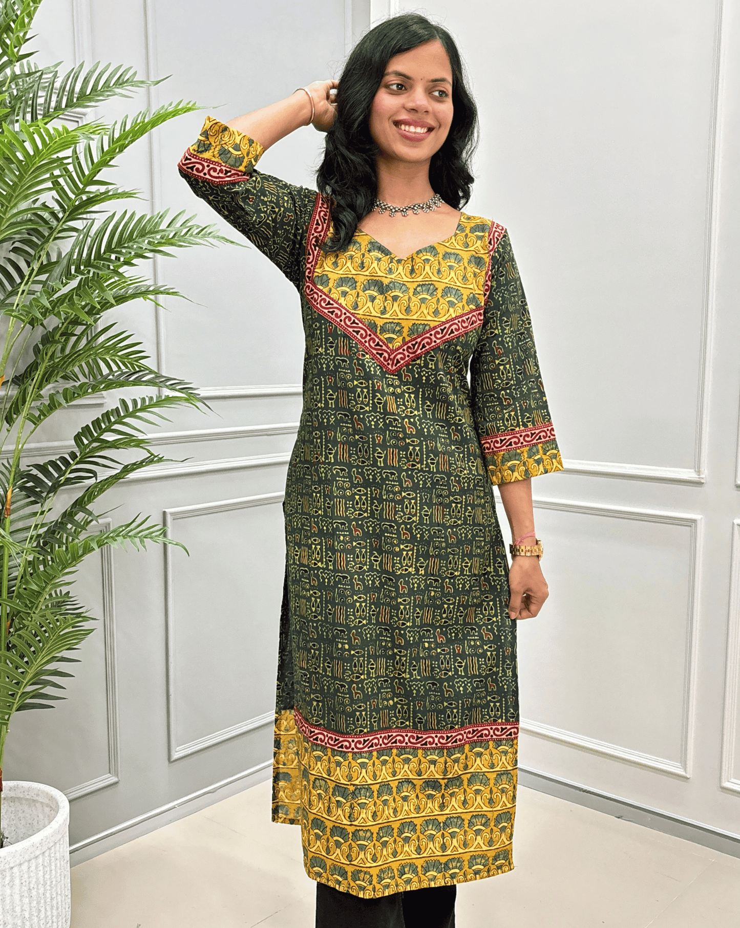 Kanika Ajrakh Handblock Long Kurti