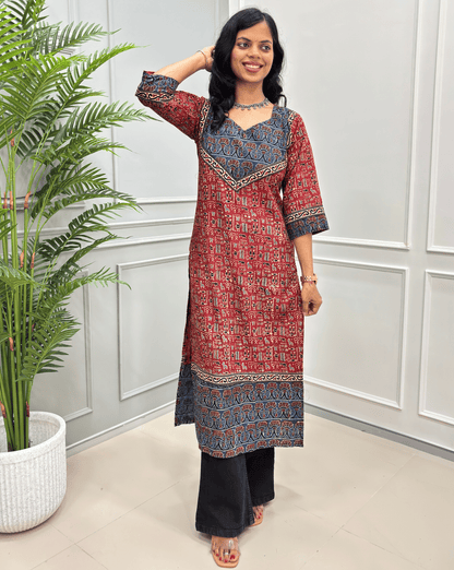 Kanika Ajrakh Handblock Long Kurti