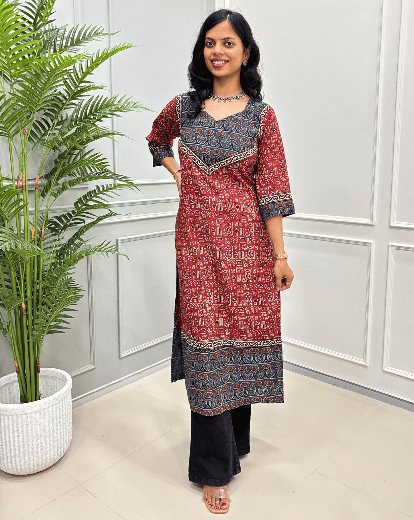 Kanika Ajrakh Handblock Long Kurti