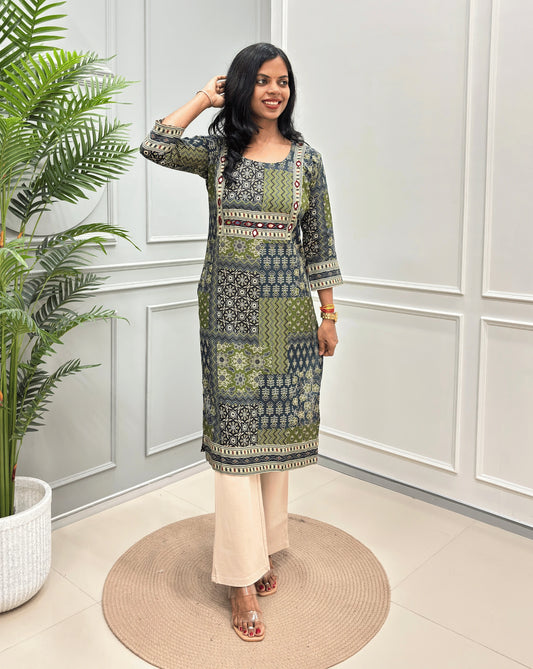 Niya Square Ajrakh Long Kurti