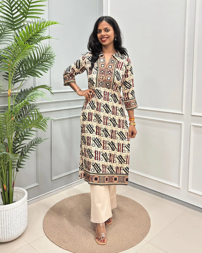 Vanya Ajrakh Cotton Long Kurti