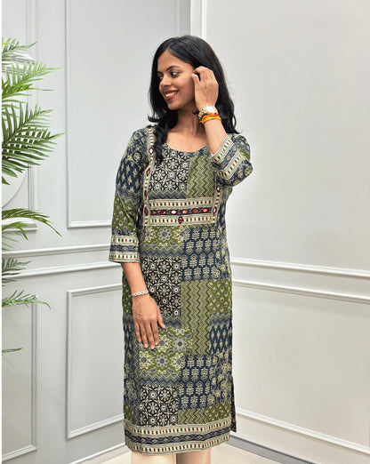 Niya Square Ajrakh Long Kurti
