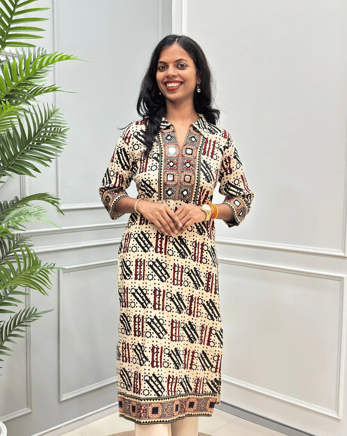 Vanya Ajrakh Cotton Long Kurti