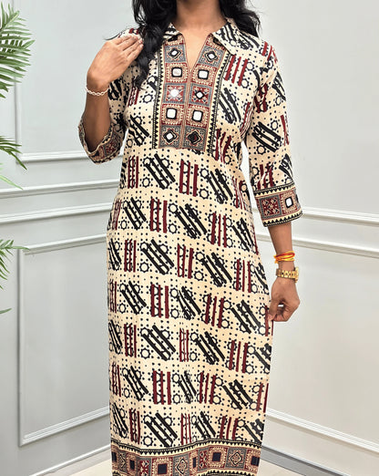 Vanya Ajrakh Cotton Long Kurti