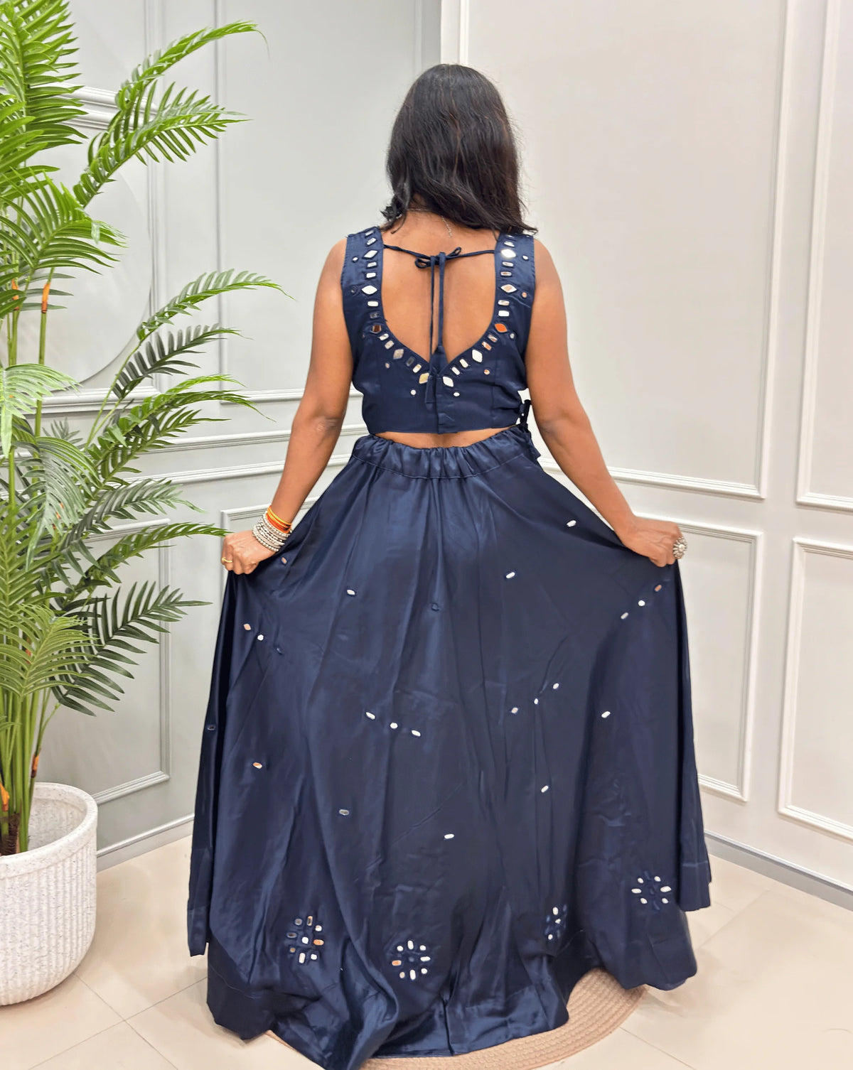 Rinkle Mashru Silk Flared Skirt