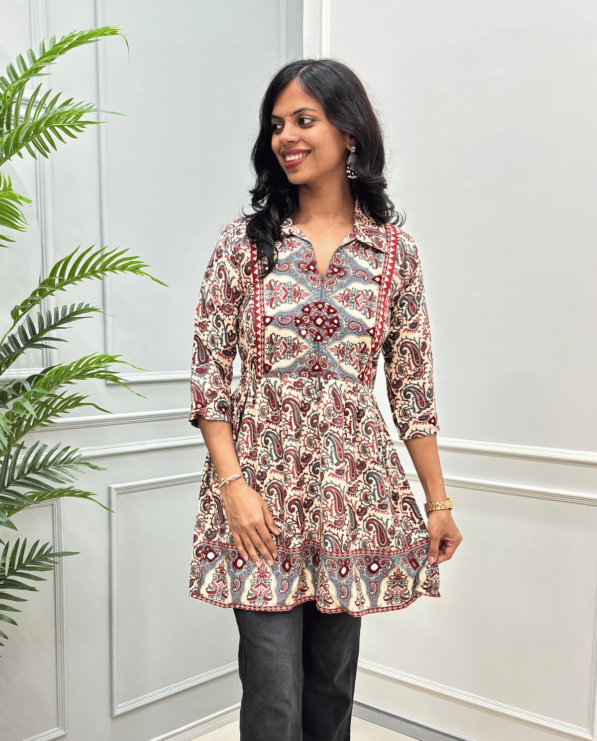 Alisha Kalamkari Cotton Short Kurti