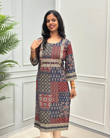 Niya Square Ajrakh Long Kurti