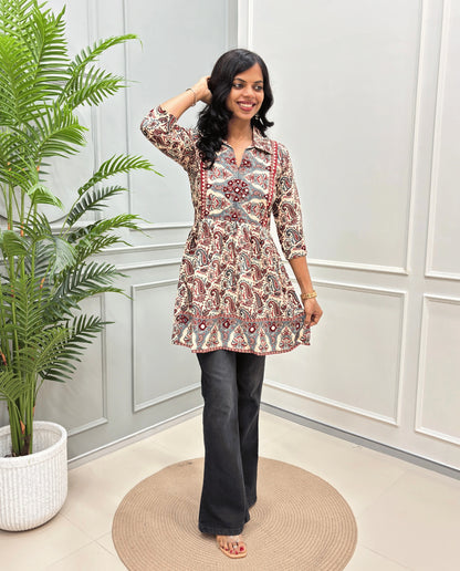 Alisha Kalamkari Cotton Short Kurti