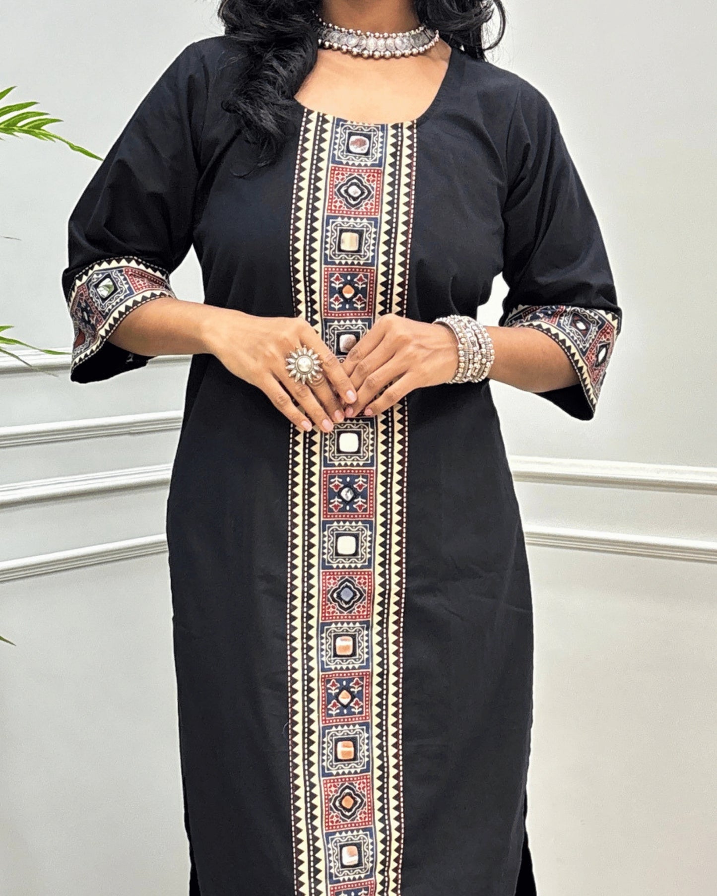 Mohini Ajrakh Plain Long Kurti