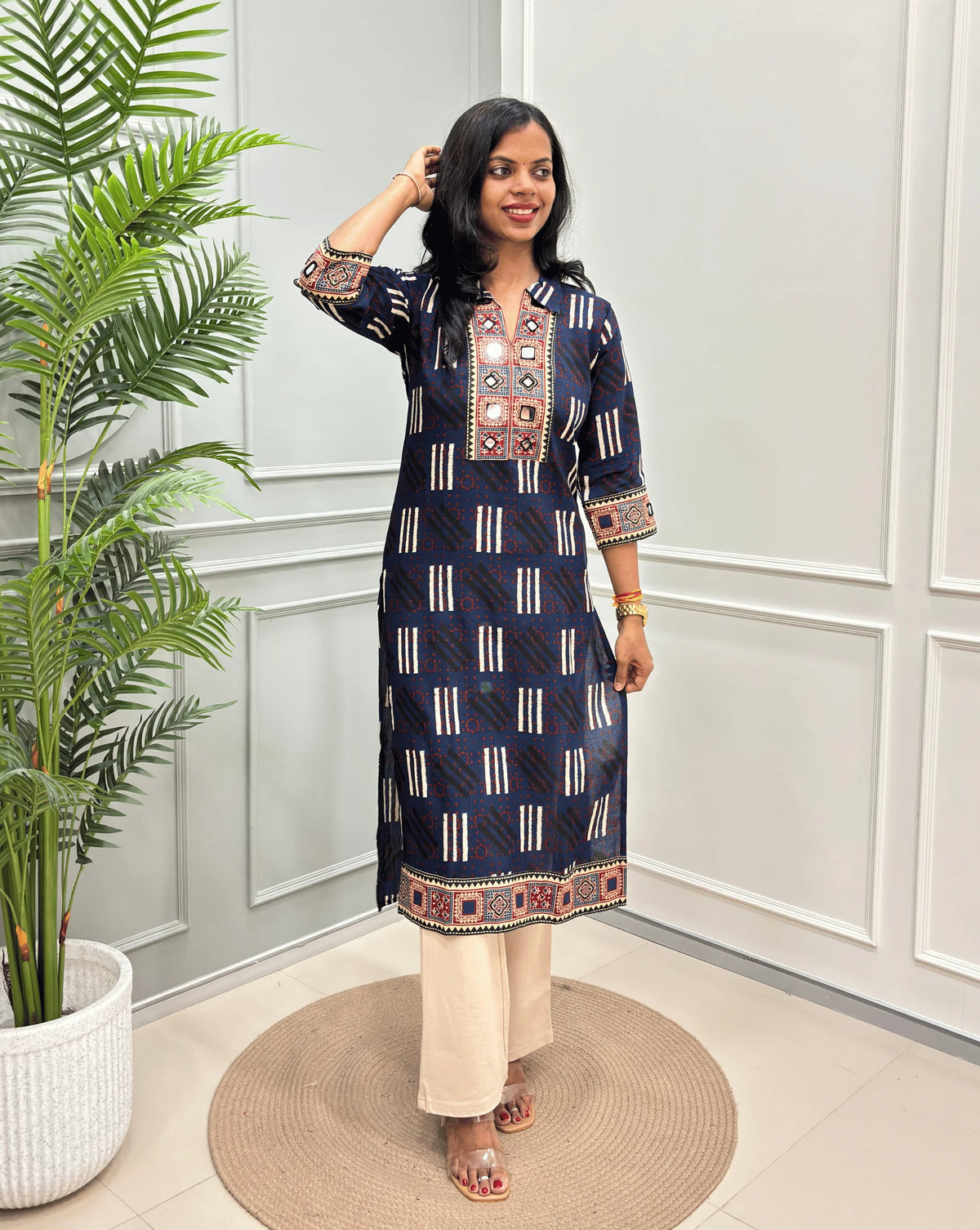 Vanya Ajrakh Cotton Long Kurti