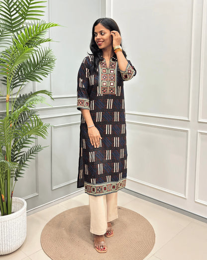 Vanya Ajrakh Cotton Long Kurti