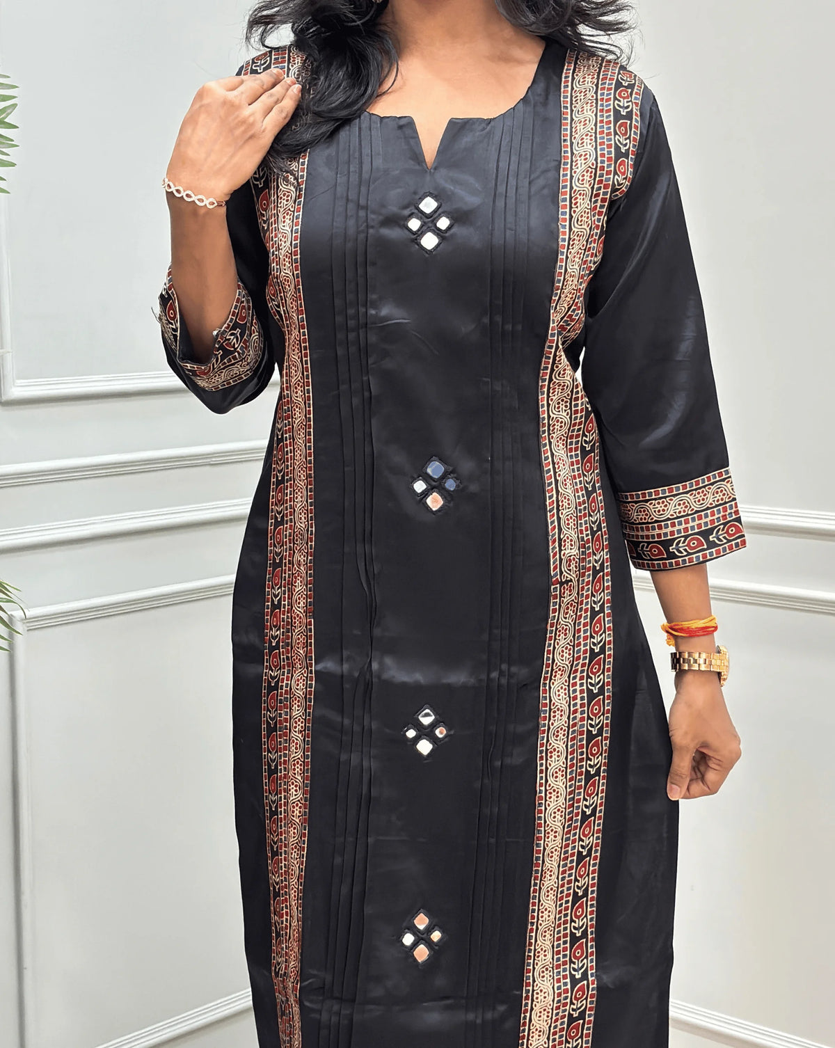 Mishti Mirror Work Mashru Silk Long Kurti