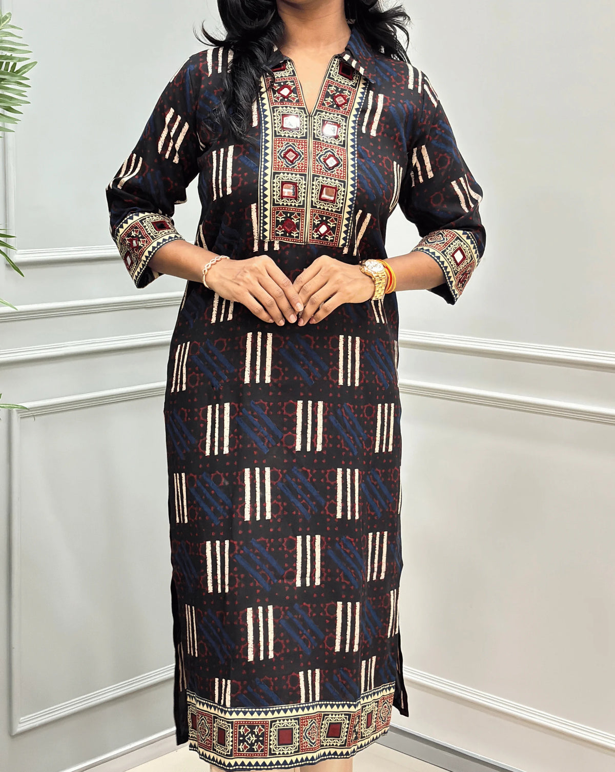 Vanya Ajrakh Cotton Long Kurti