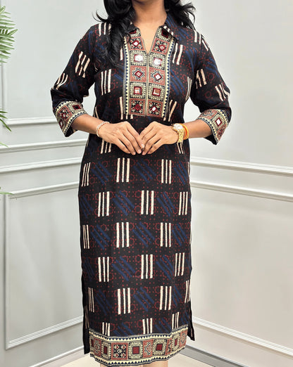 Vanya Ajrakh Cotton Long Kurti