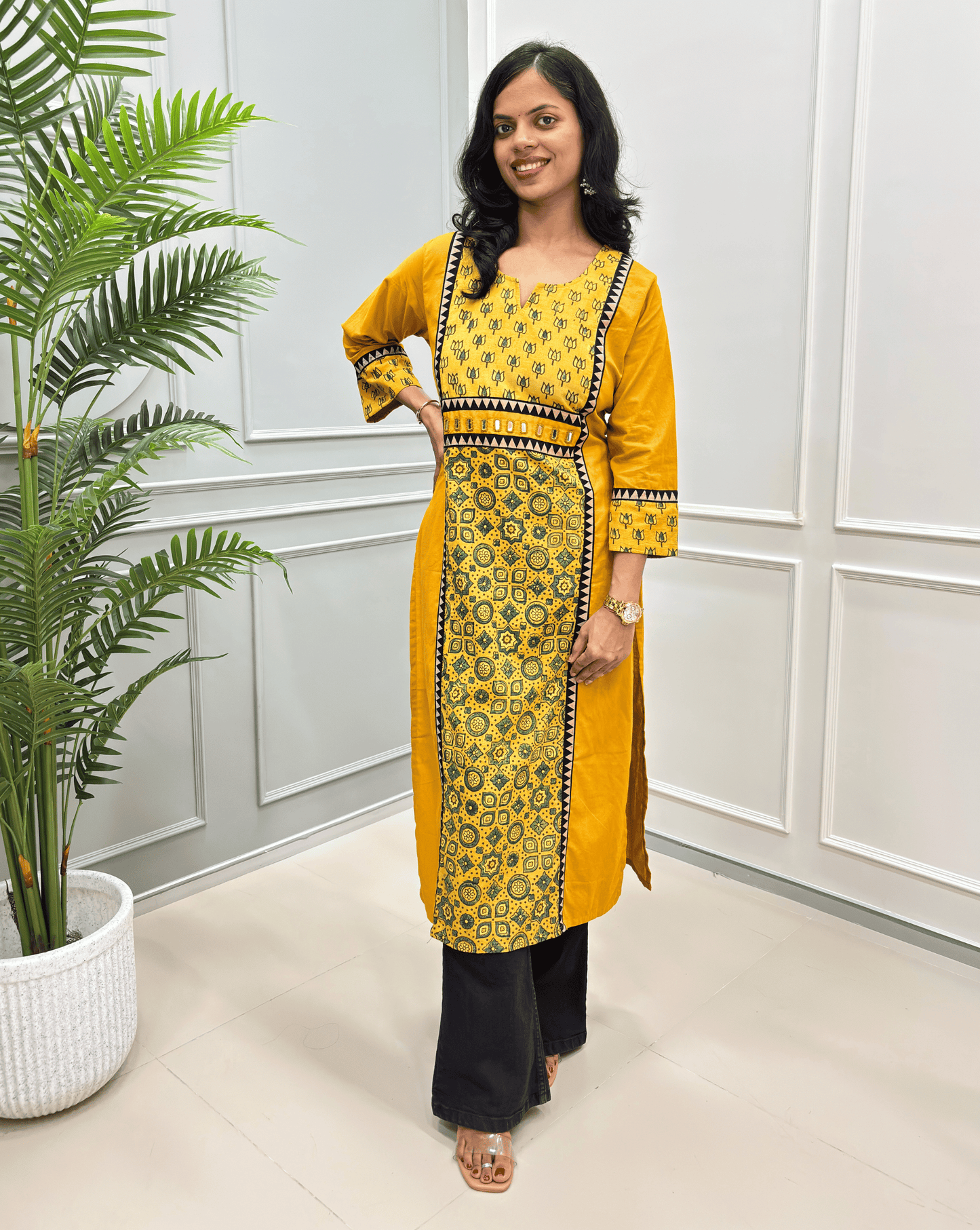Mishita Ajrakh Handblock Long Kurti
