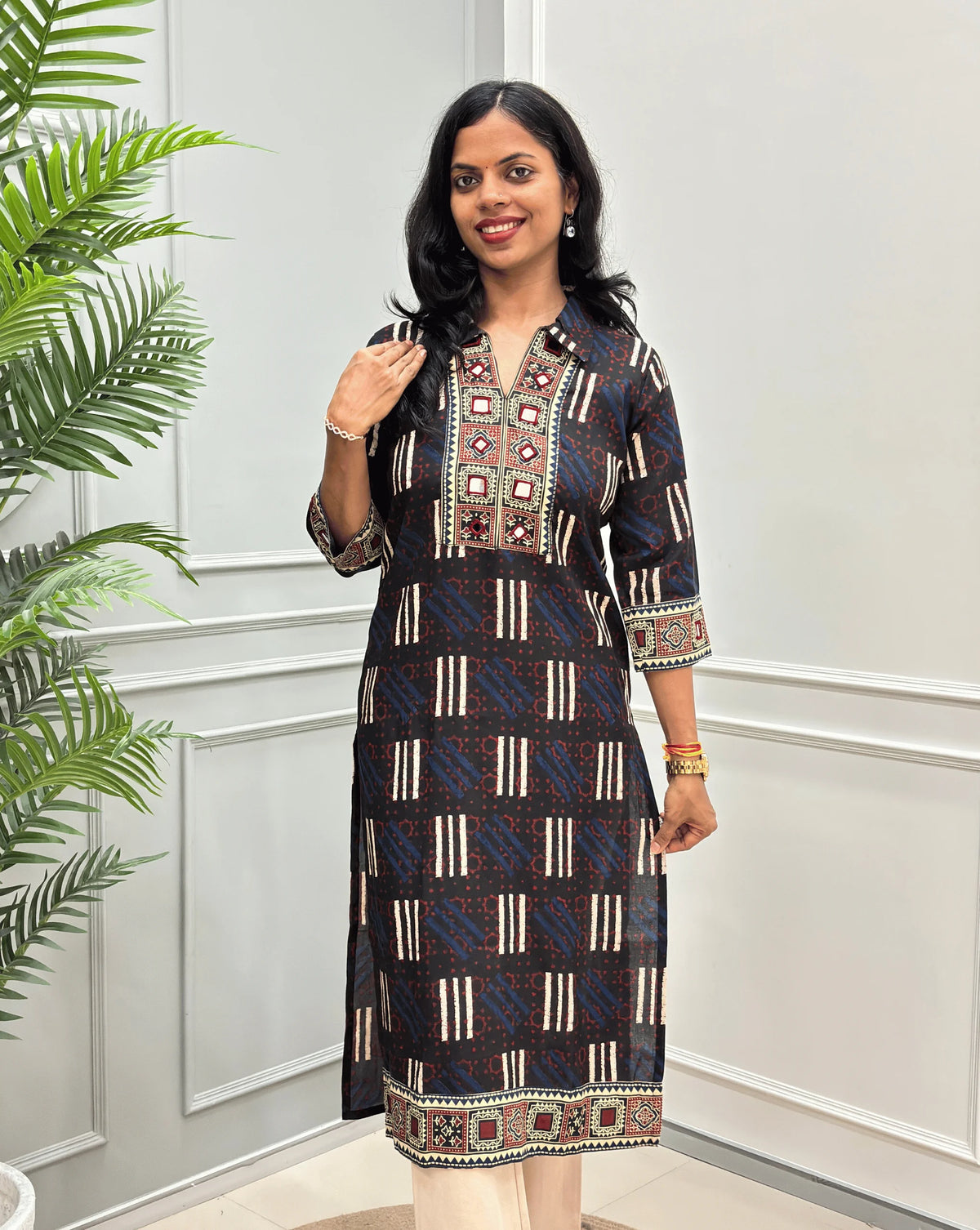 Vanya Ajrakh Cotton Long Kurti