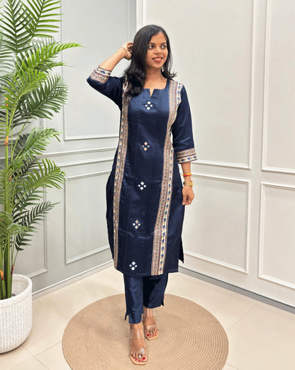 Mishti Mirror Work Mashru Silk Long Kurti