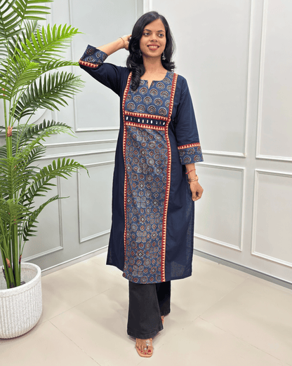 Mishita Ajrakh Handblock Long Kurti