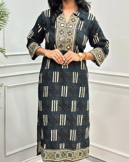 Vanya Ajrakh Cotton Long Kurti