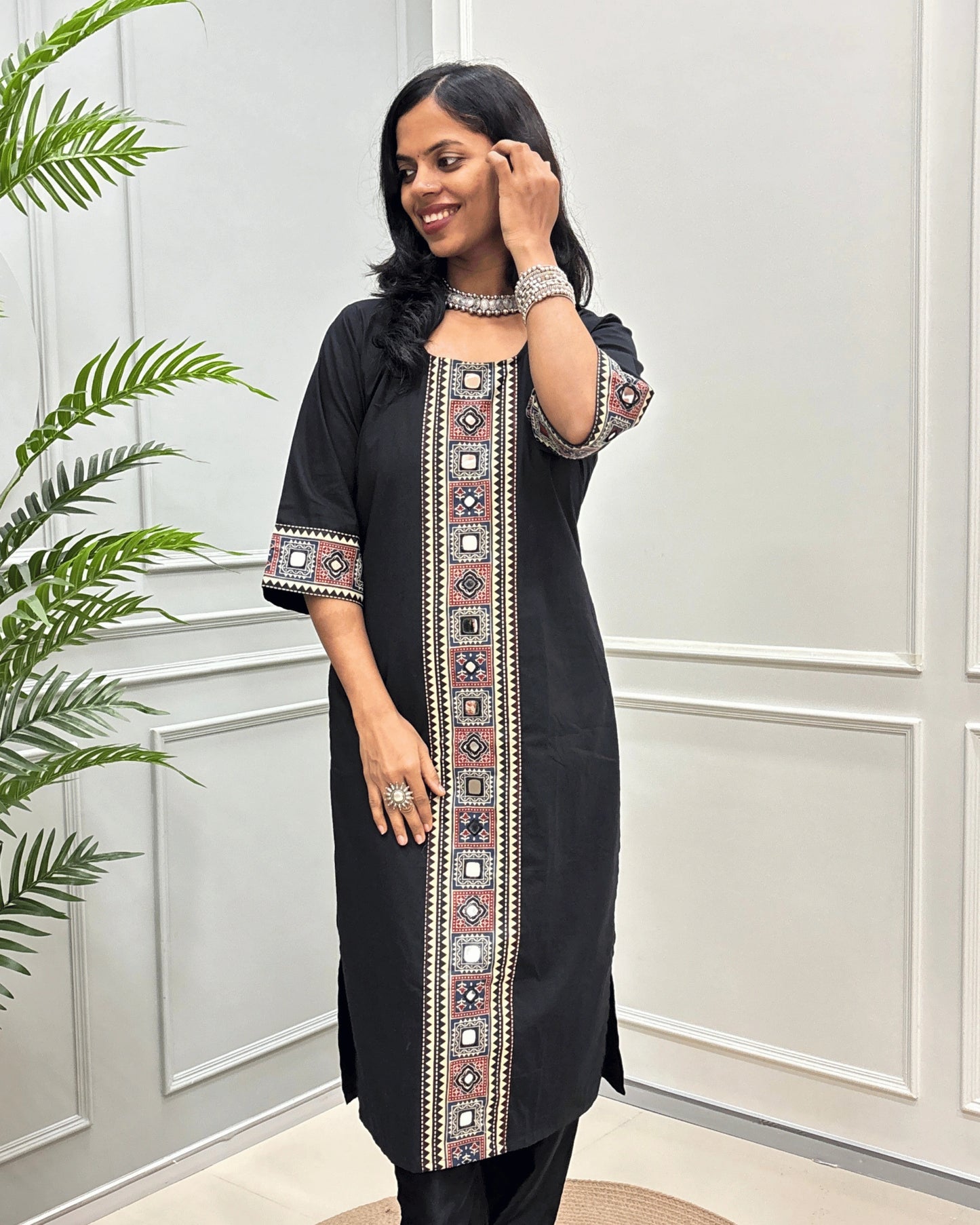 Mohini Ajrakh Plain Long Kurti
