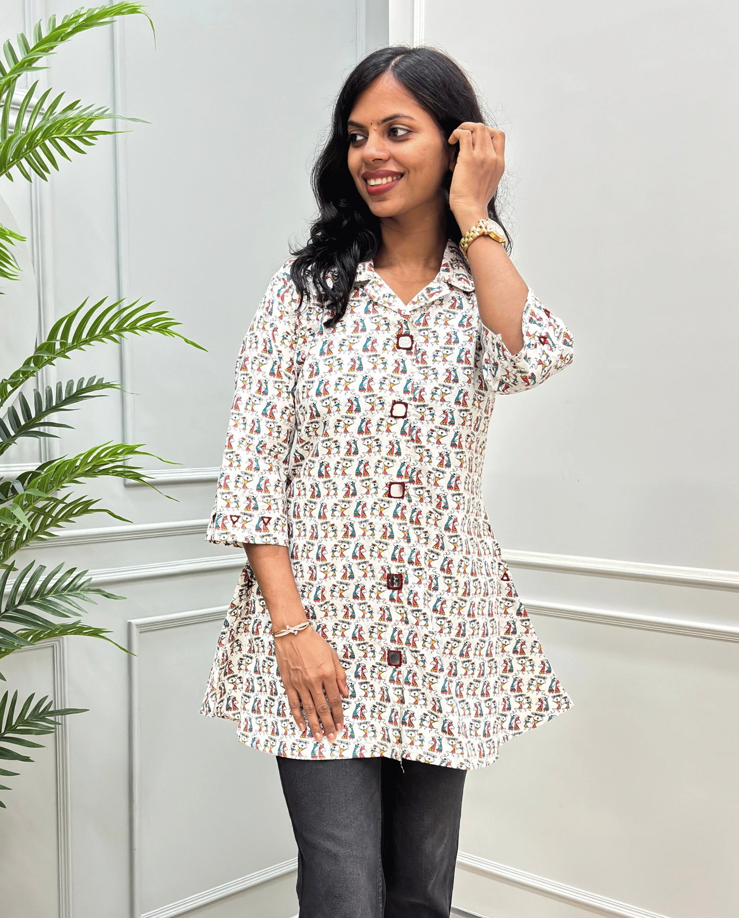 Aarna Warli A-line Cotton Short Kurti