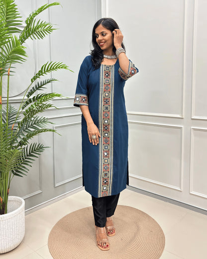 Mohini Ajrakh Plain Long Kurti
