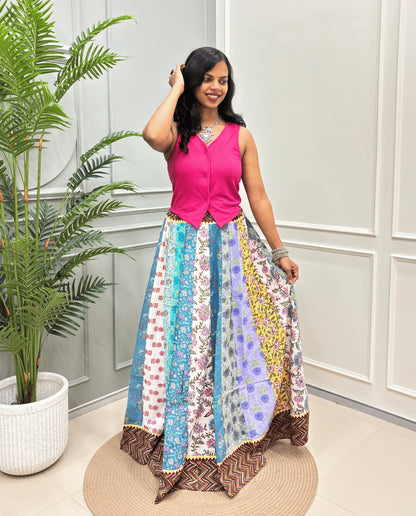 Seher Ajrakh Flared Skirt