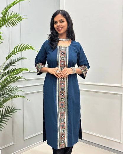 Mohini Ajrakh Plain Long Kurti